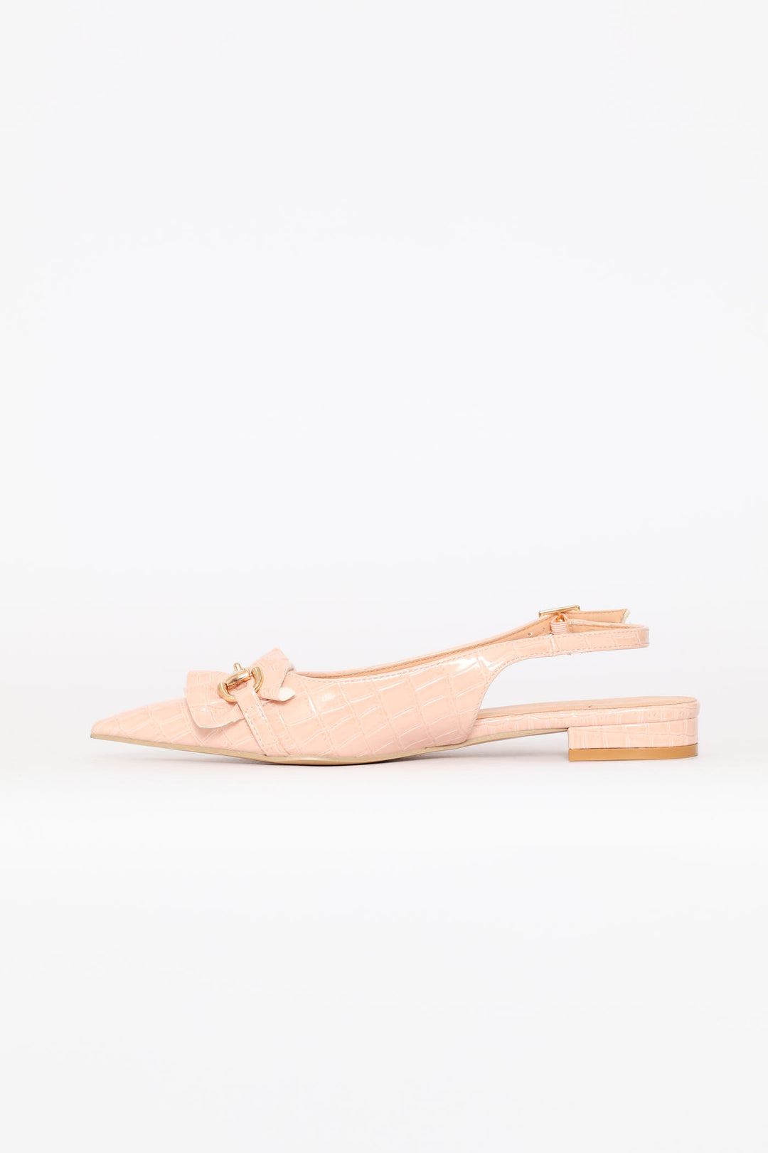 Frill & Metal Trim Slingback - Dusty Pink