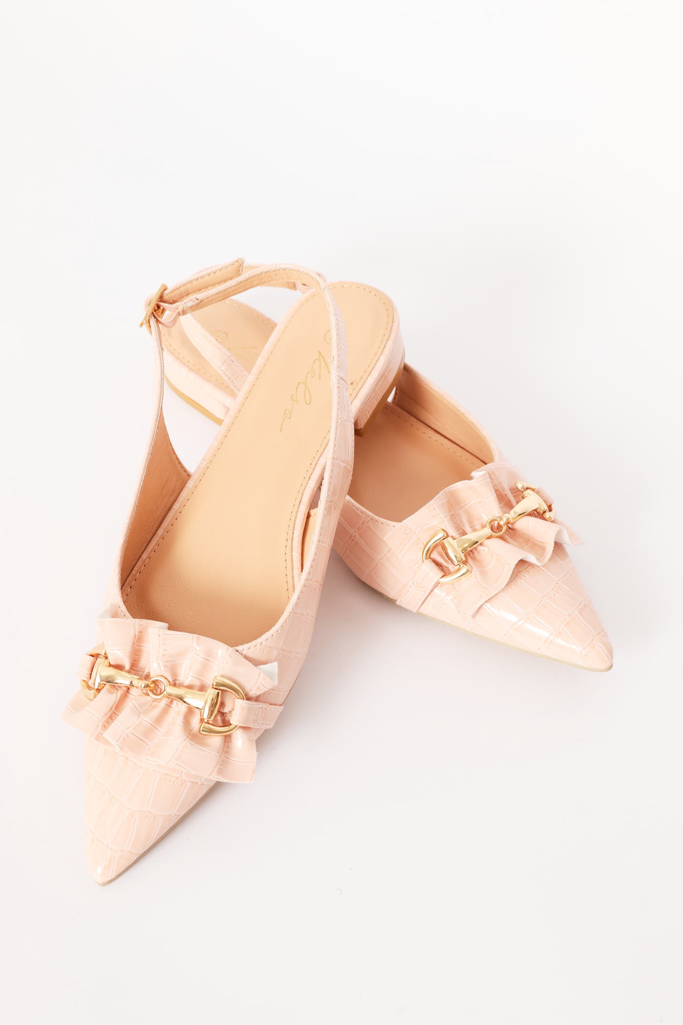 Ladies Frill & Metal Trim Slingback - Dusty Pink – Edgars