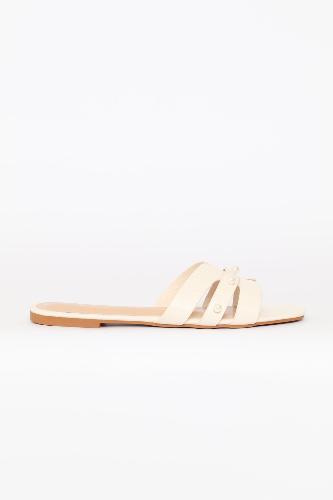 Pearl Strip H-Mule Sandal - Off White