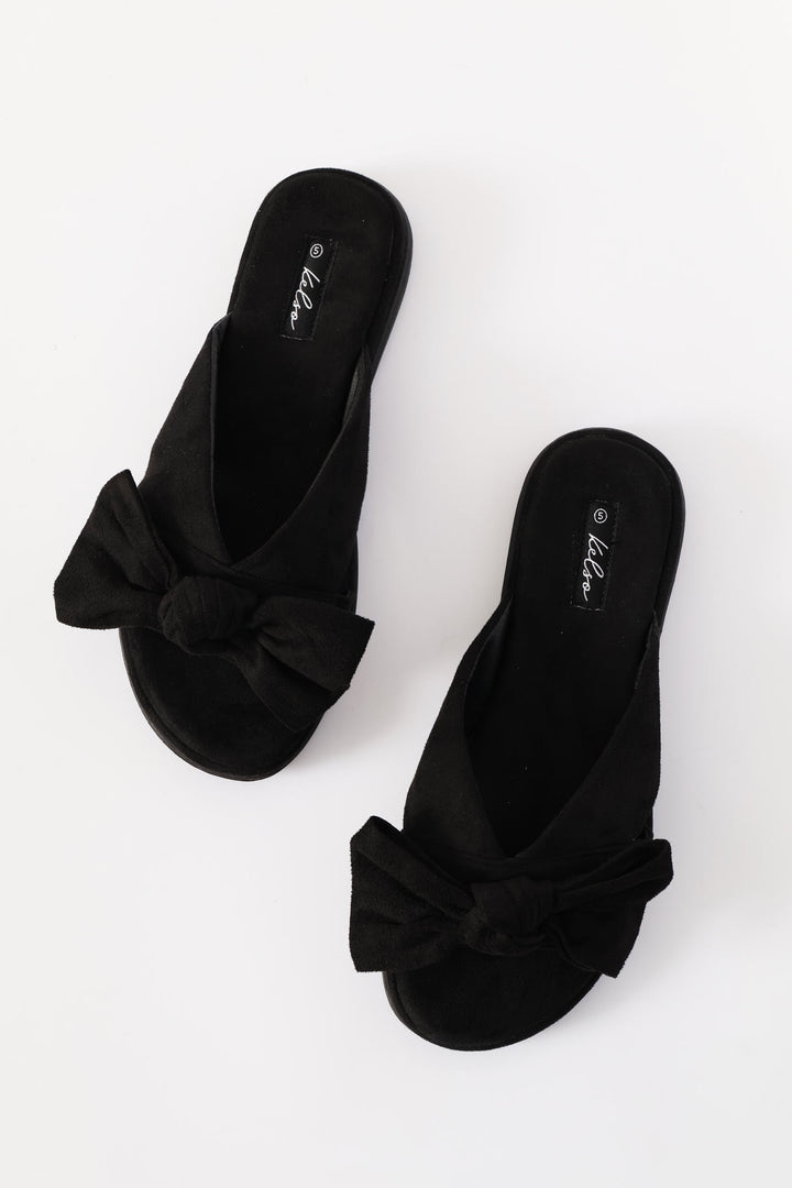 Crosstrap Bow Detail Comfort Sandal - Black
