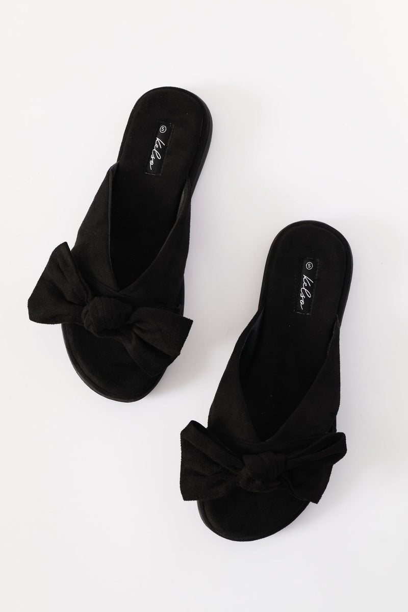 Crosstrap Bow Detail Comfort Sandal - Black