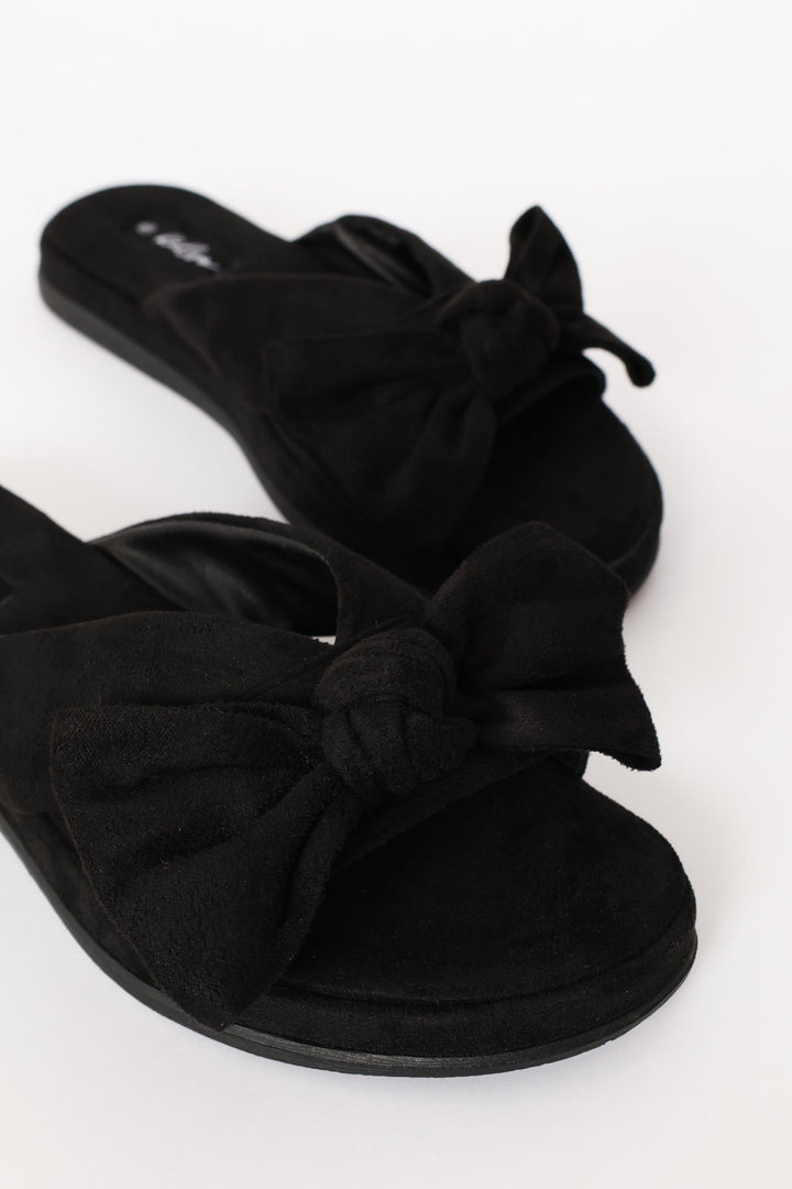 Crosstrap Bow Detail Comfort Sandal - Black