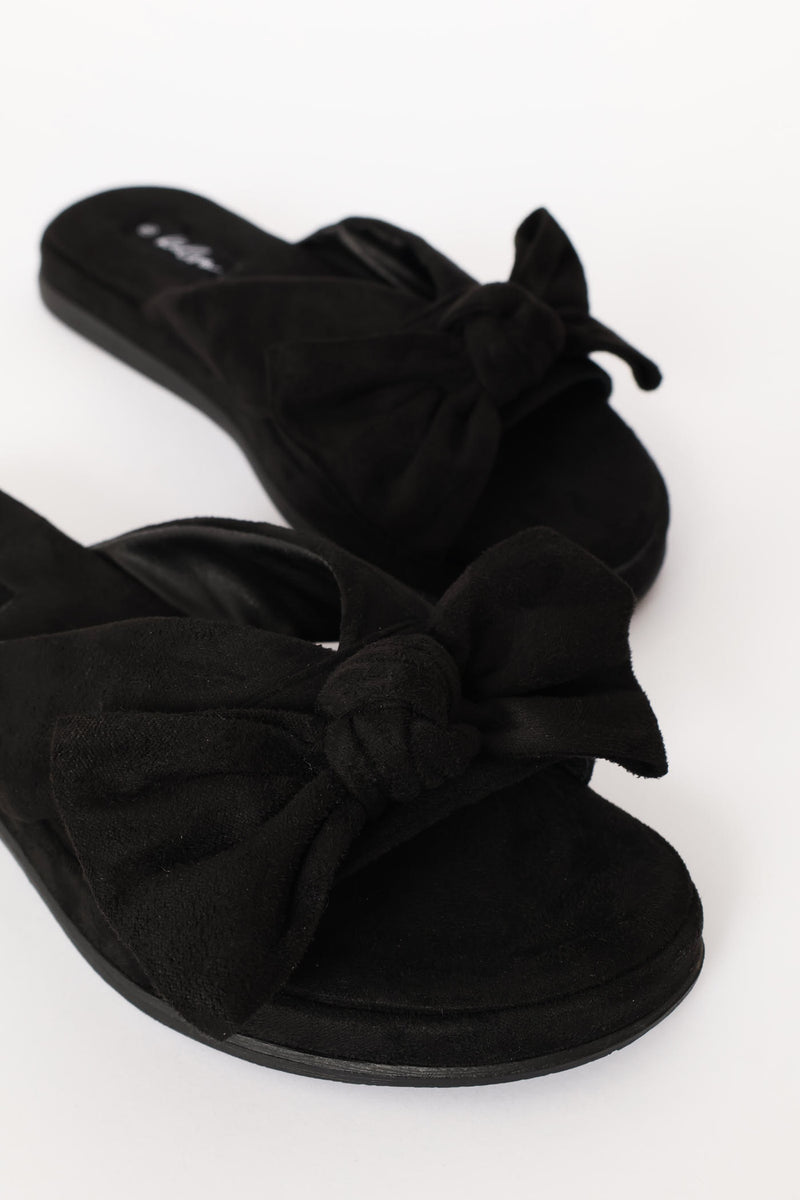 Crosstrap Bow Detail Comfort Sandal - Black