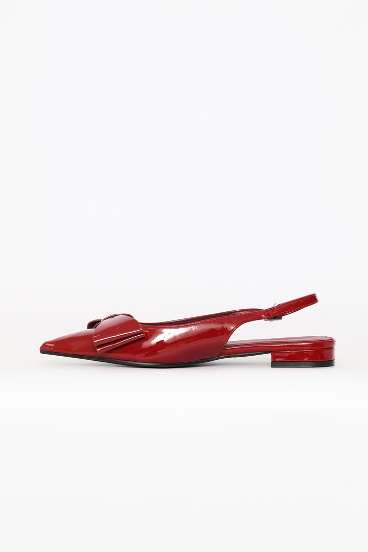 Double Bow Slingback - Dark Red