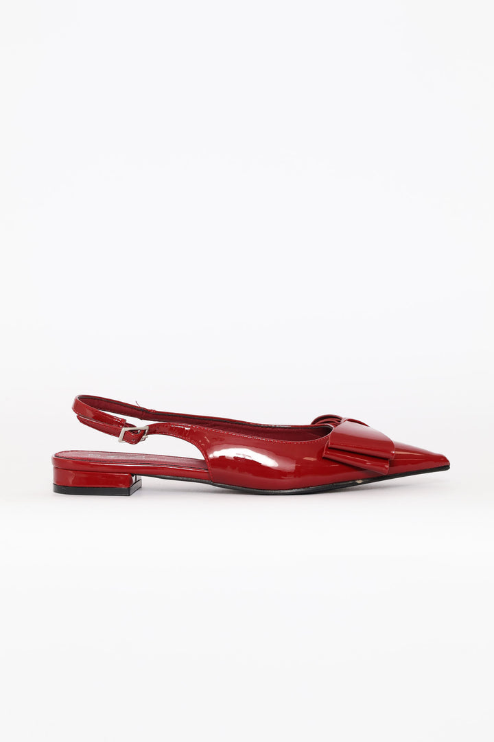 Double Bow Slingback - Dark Red
