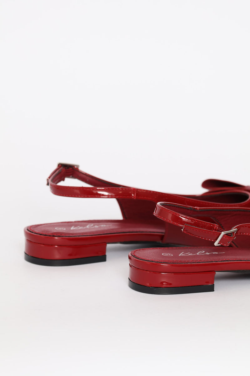 Double Bow Slingback - Dark Red