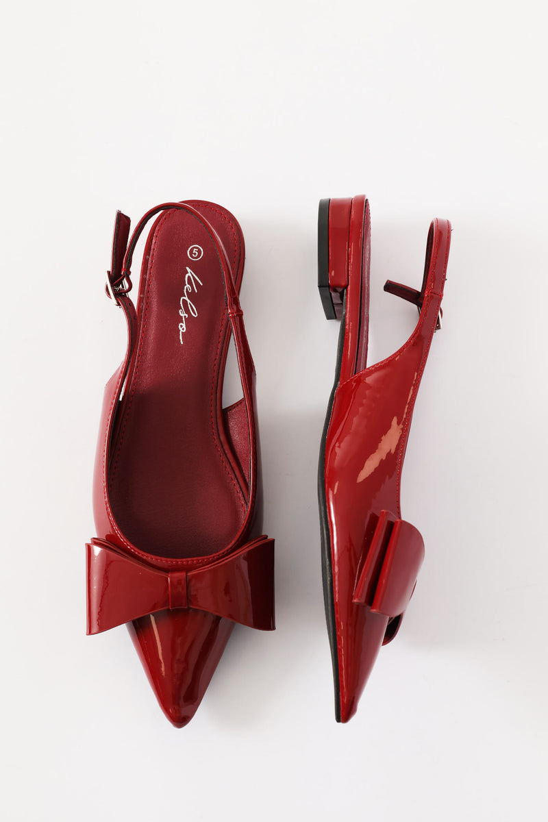 Double Bow Slingback - Dark Red