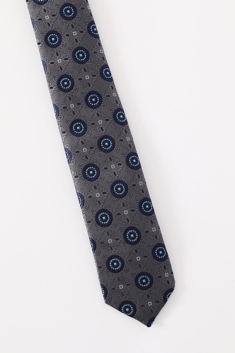 Circle Navy Tie - Charcoal
