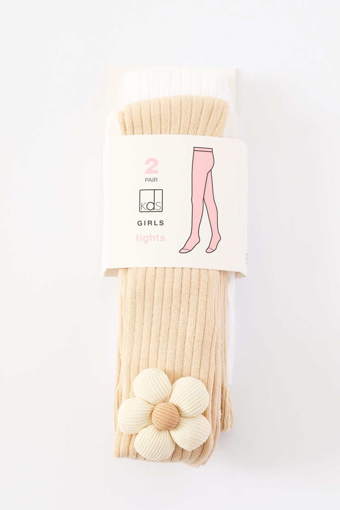 Pre-Girls 2 Pack 3D Flower Tights - Nude