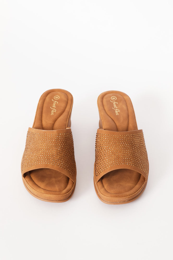 Bling Heeled Sandal - Tan