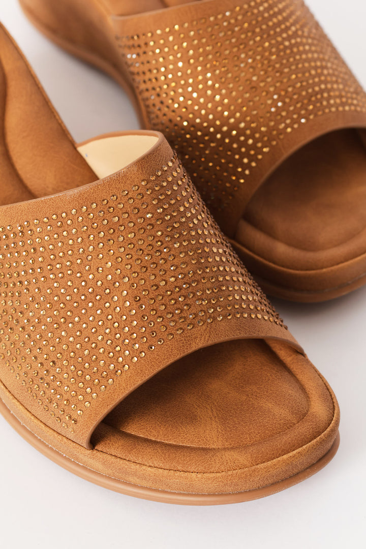 Bling Heeled Sandal - Tan