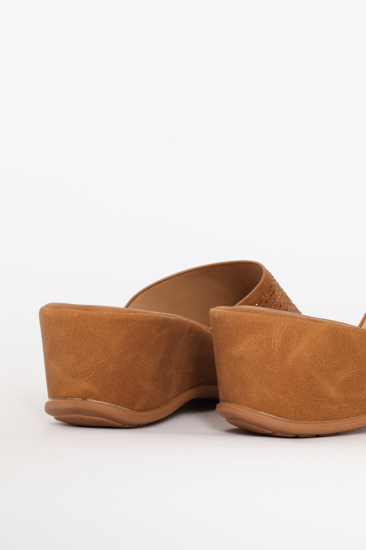 Bling Heeled Sandal - Tan