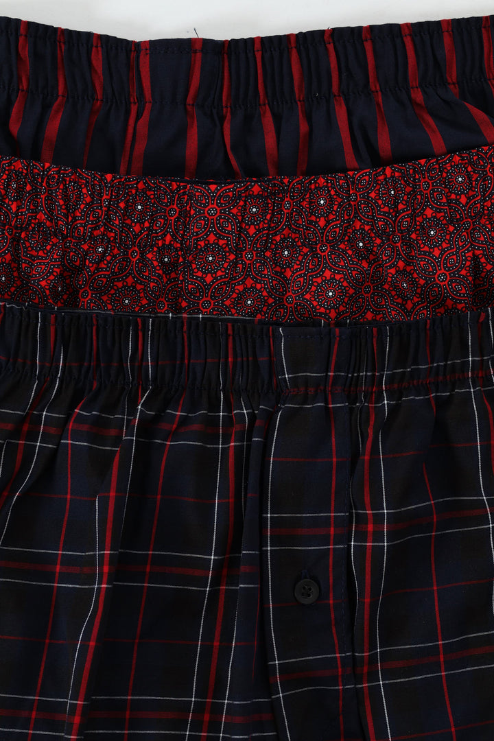 3 Pack Design Boxers - Red