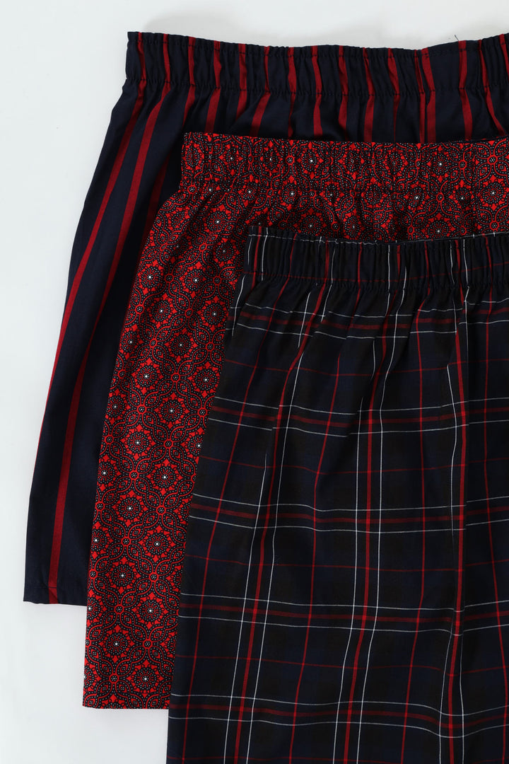 3 Pack Design Boxers - Red