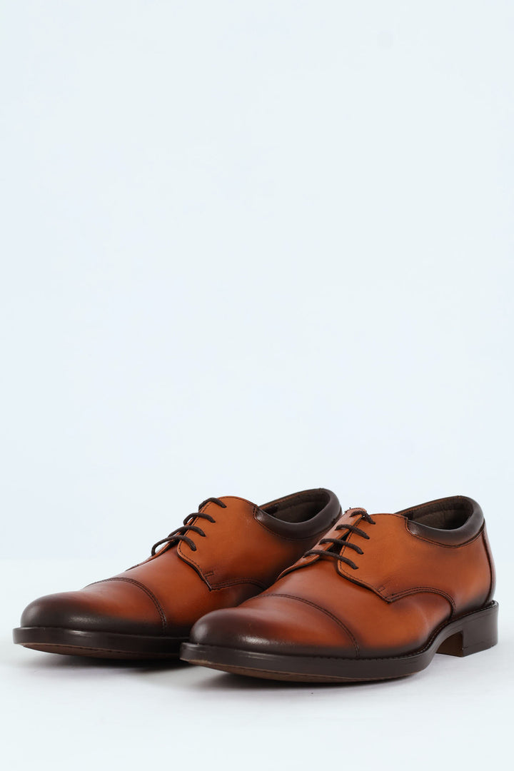 Toe Cap Formal Derby Shoe - Tan