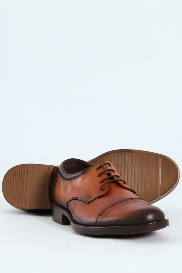 Toe Cap Formal Derby Shoe - Tan