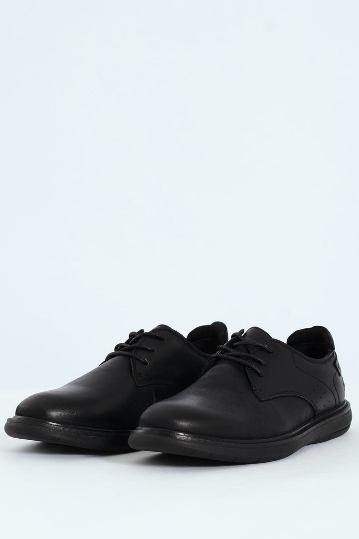 Lace Up Smart Casual Derby Shoe - Black