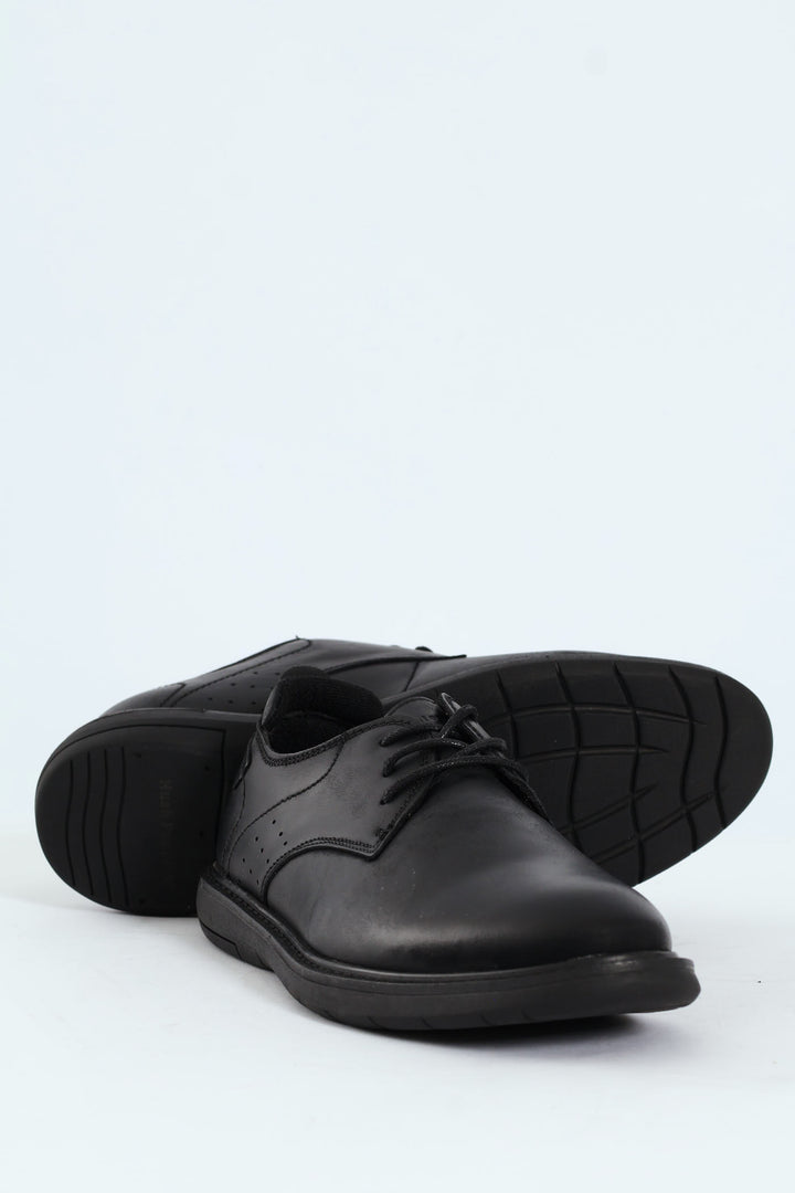 Lace Up Smart Casual Derby Shoe - Black