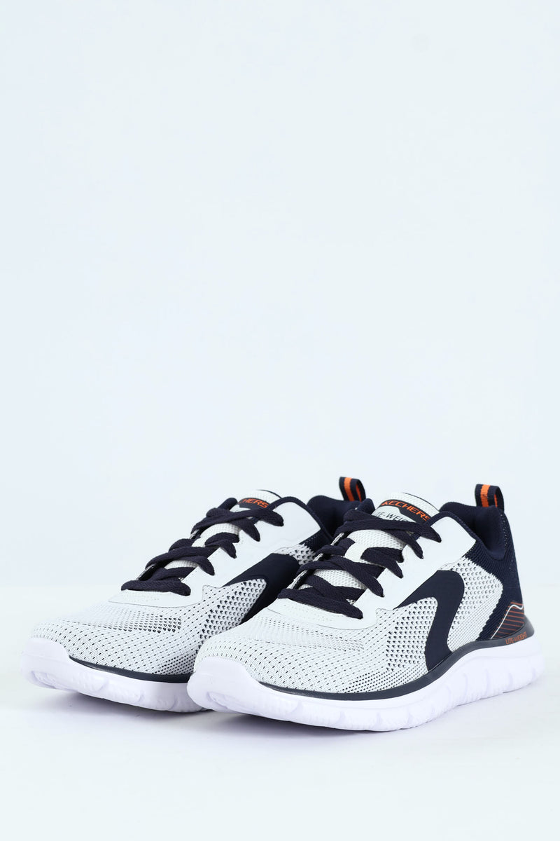 Track Lace Up Trainer - White/Navy