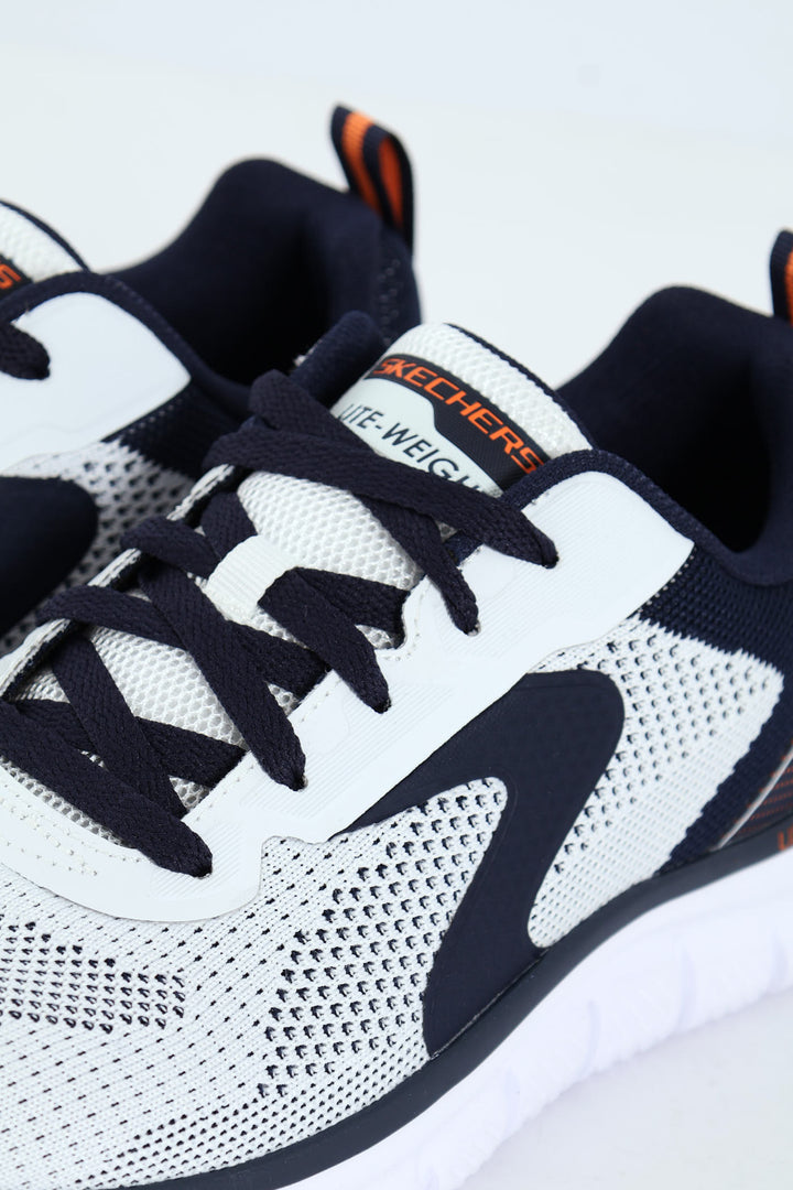 Track Lace Up Trainer - White/Navy