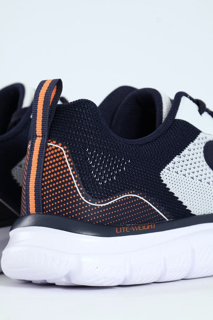 Track Lace Up Trainer - White/Navy