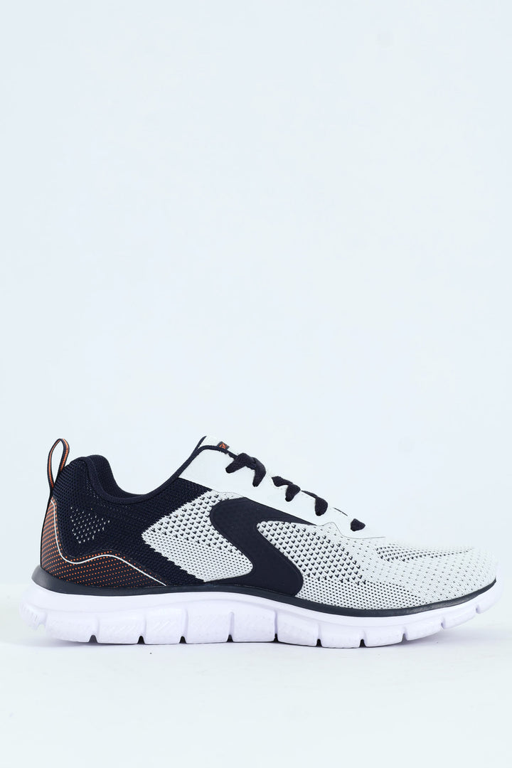 Track Lace Up Trainer - White/Navy