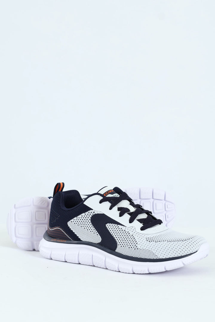 Track Lace Up Trainer - White/Navy