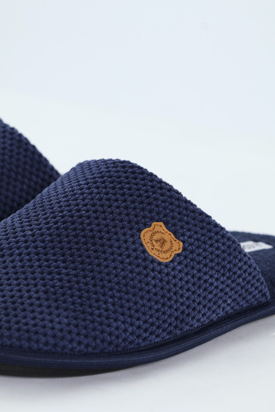 Weave Look Open Back Slipper - Navy