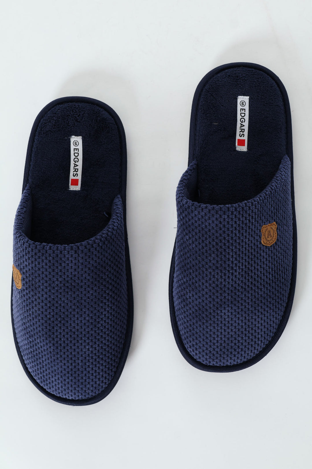 Weave Look Open Back Slipper - Navy