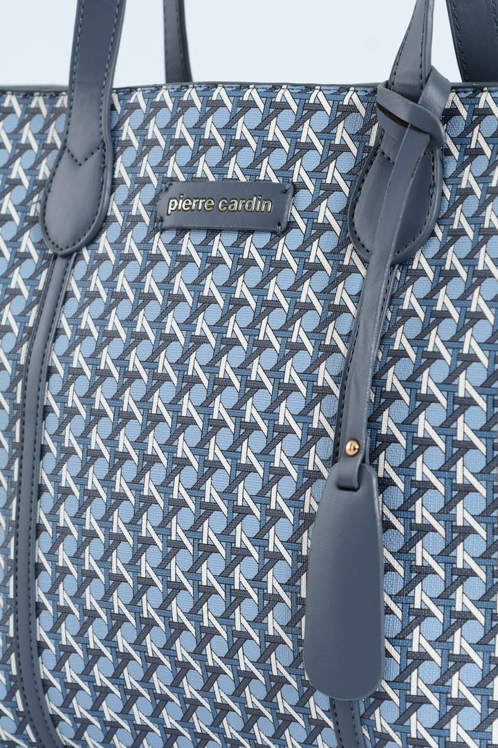 Zoe Printed Geometric Tote Bag - Blue