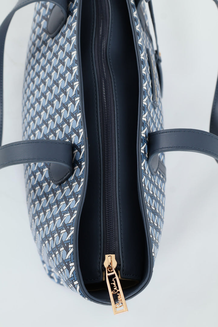 Zoe Printed Geometric Tote Bag - Blue