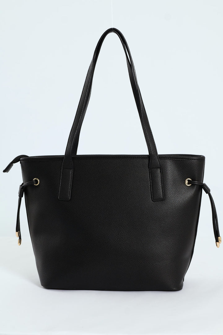 Charlotte Side Strap Tote Bag - Black