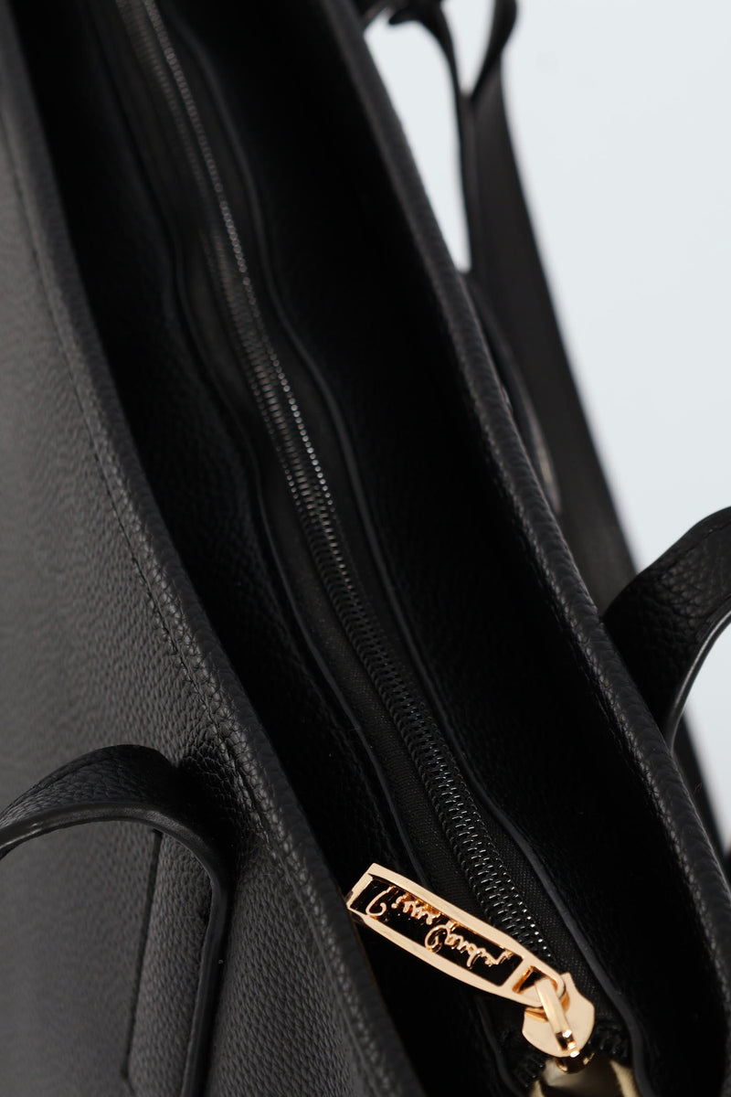 Charlotte Side Strap Tote Bag - Black