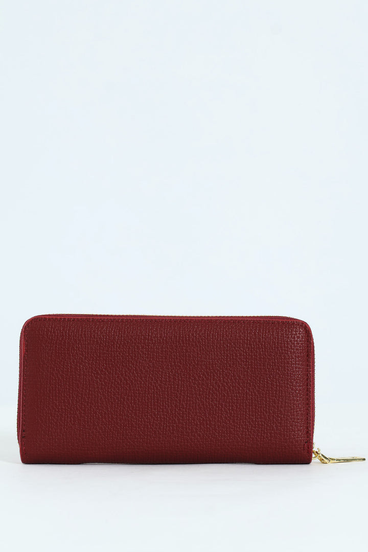 Carrie Pebble Raised Logo Ziparound Purse - Burgundy