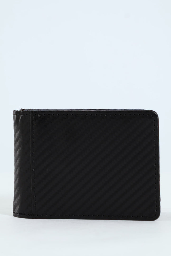 Clip Textured Carbon Fibre Wallet - Black