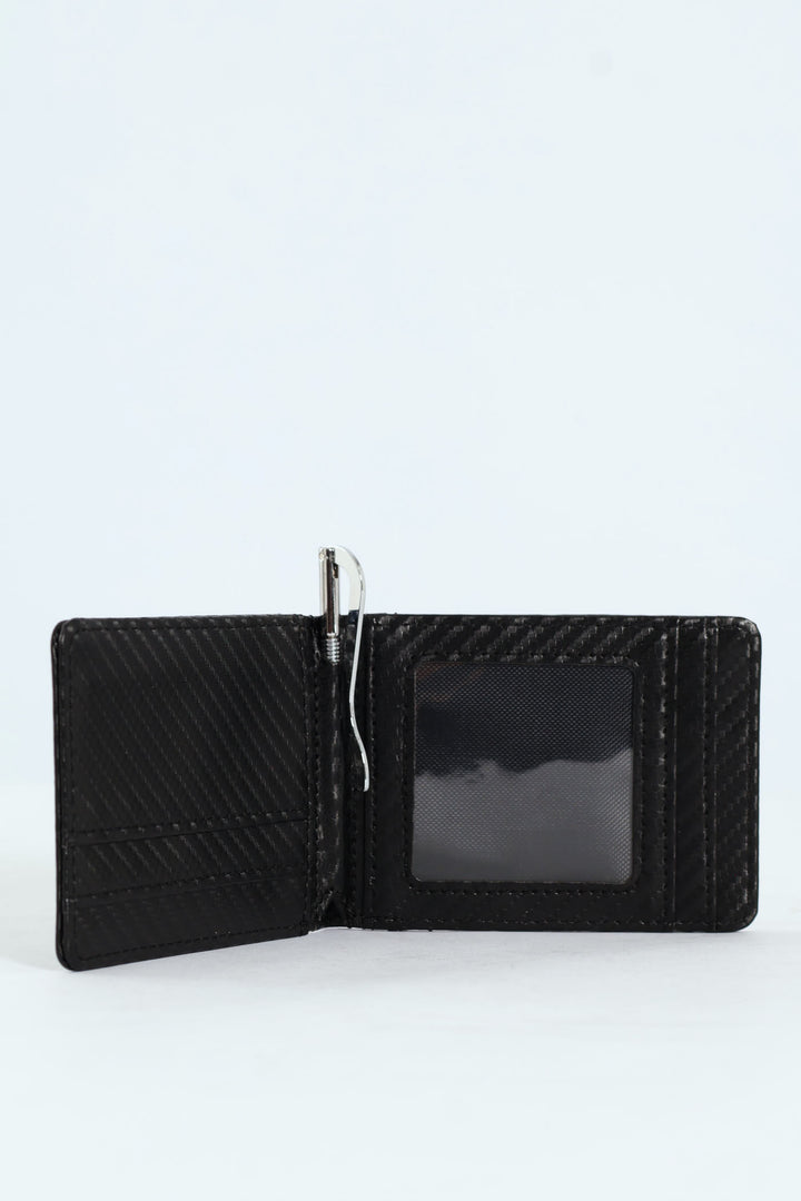 Clip Textured Carbon Fibre Wallet - Black