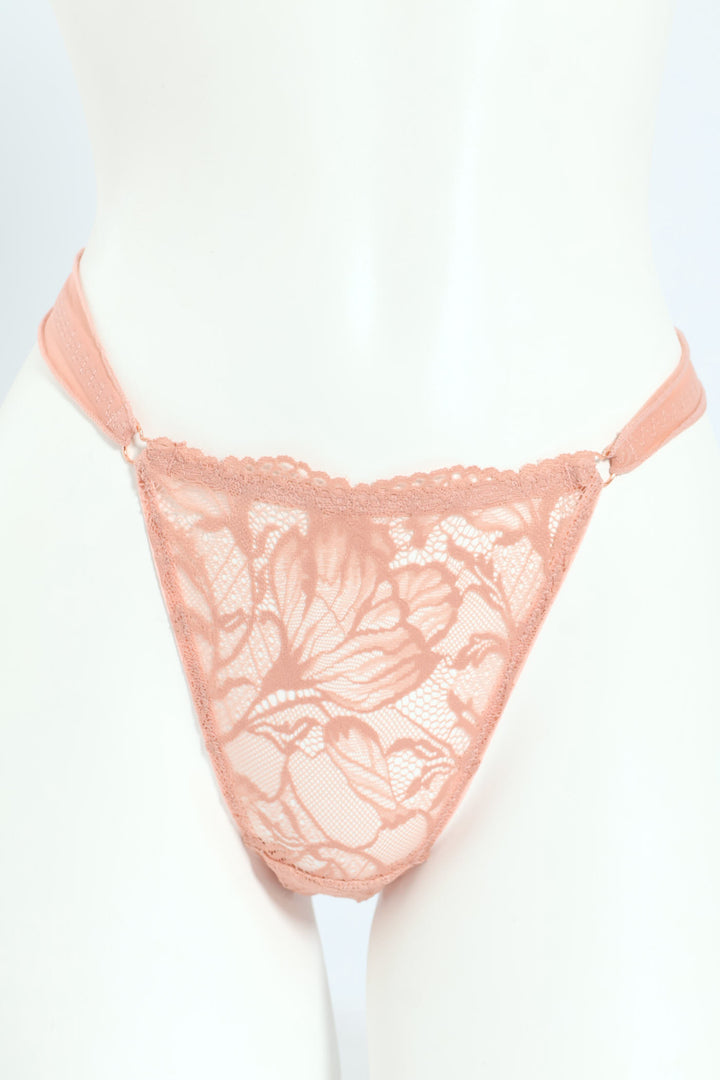 Lace & Mesh Tanga Panty - Rose