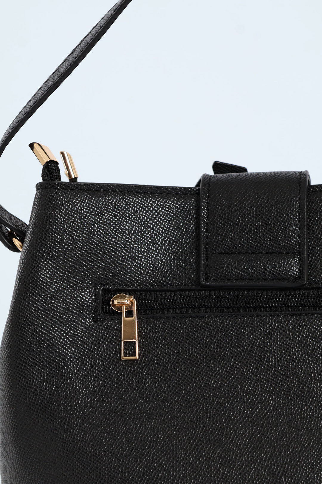 Gold Clasp Flapover Shopper - Black