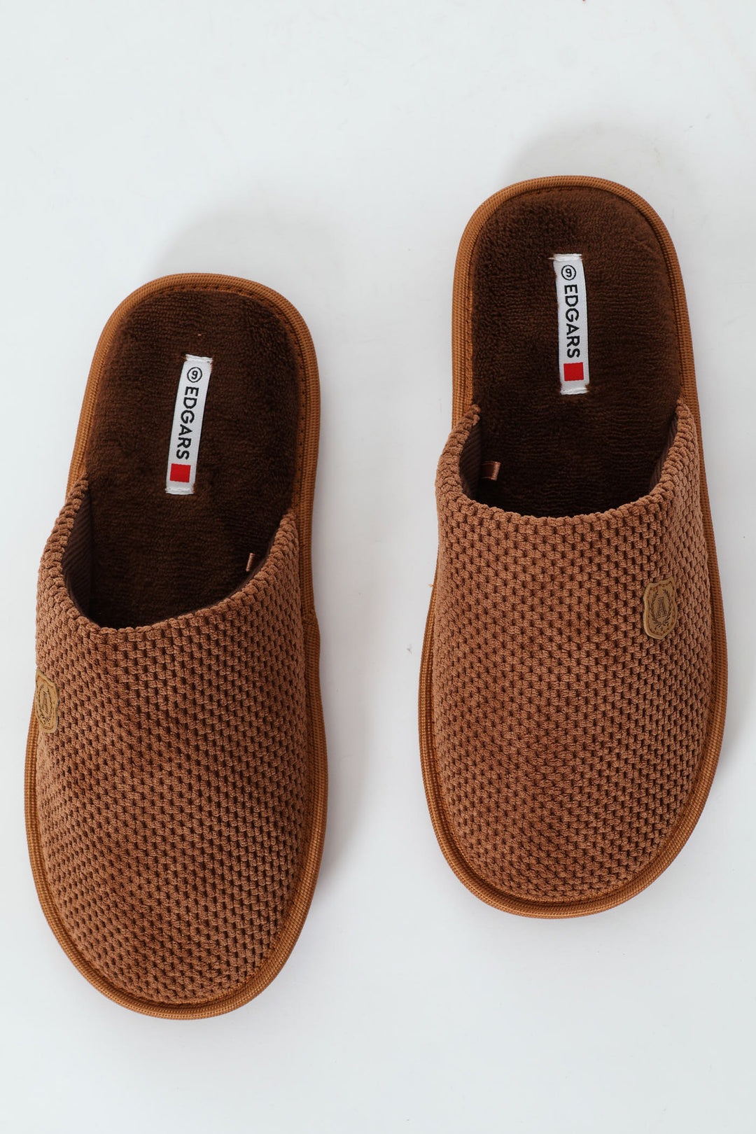 Weave Look Open Back Slipper - Brown
