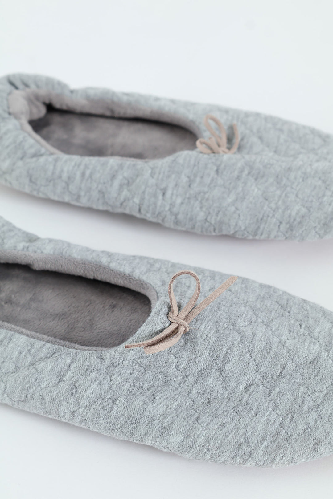 Quilted Ballerina Slipper Sock - Grey Melange