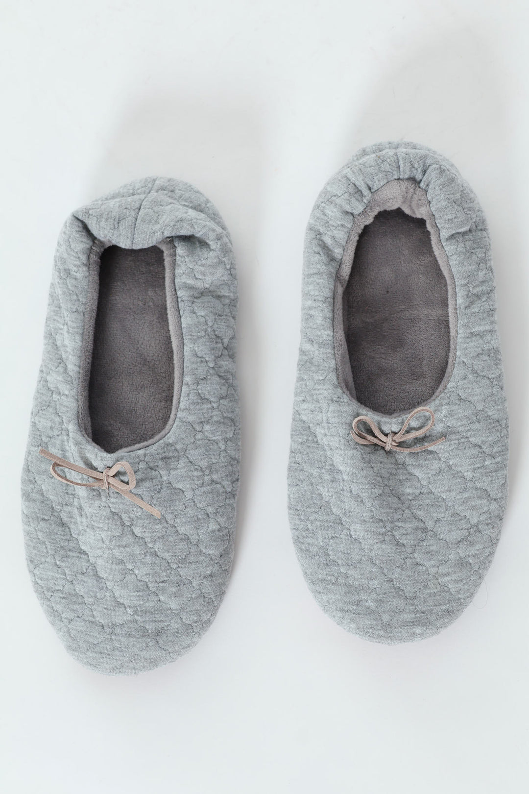 Quilted Ballerina Slipper Sock - Grey Melange