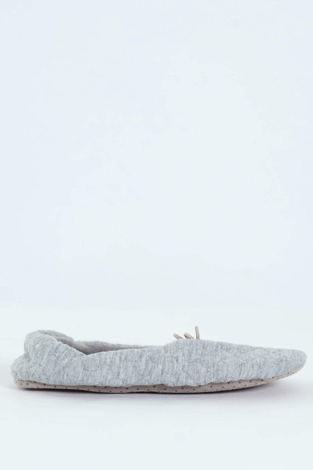Quilted Ballerina Slipper Sock - Grey Melange