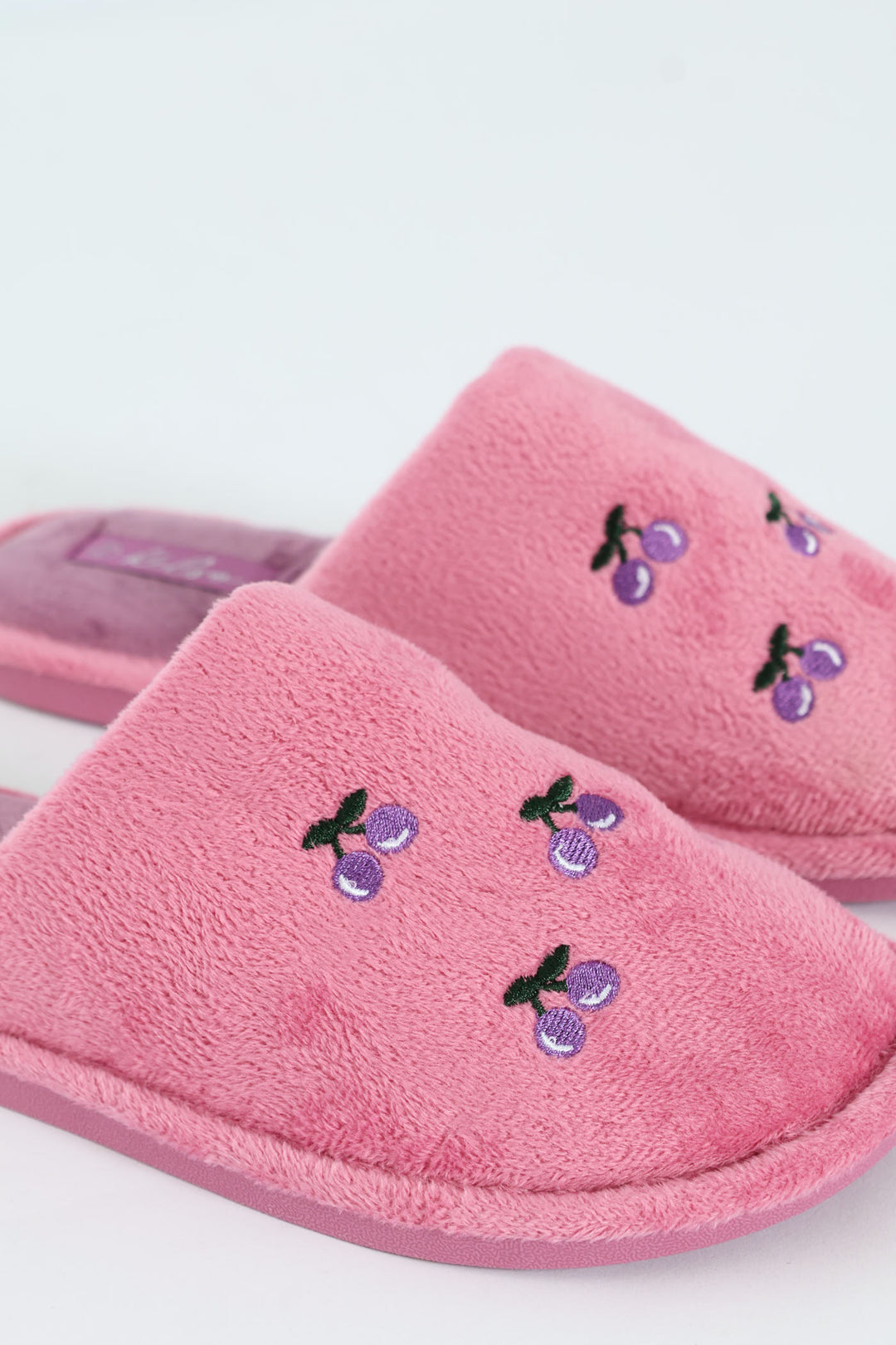Cherry Embroidered Slipper - Mauve