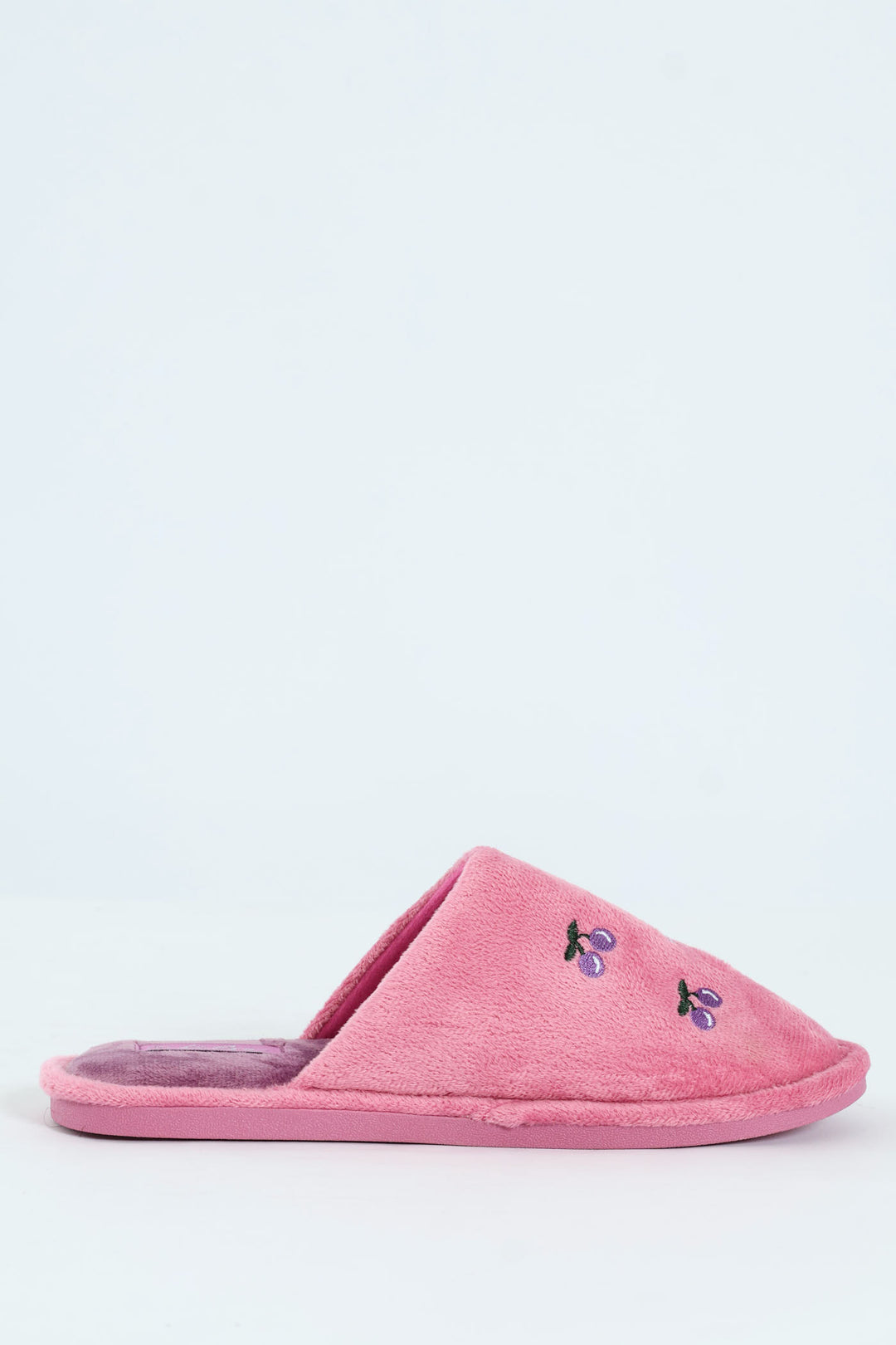 Cherry Embroidered Slipper - Mauve