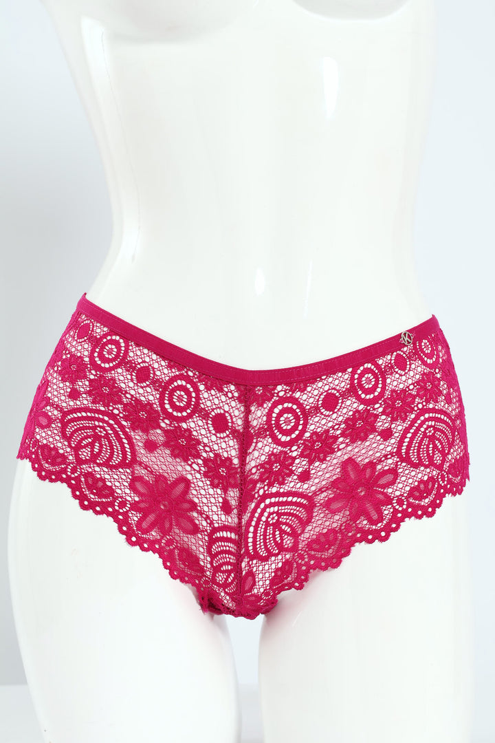3 Pack Galloon Lace Midi Boyleg Panties - Raspberry/Storm/Pink