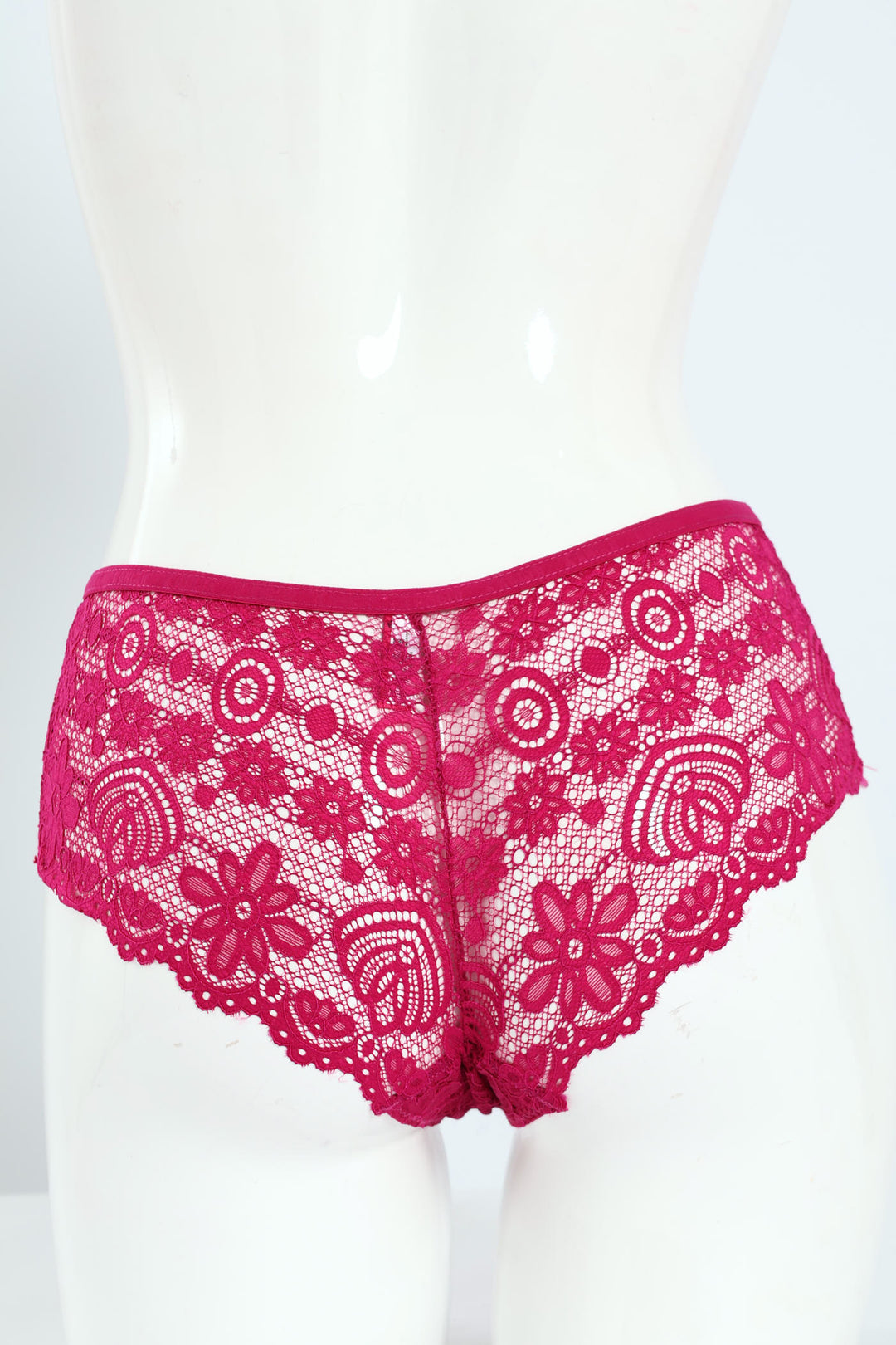 3 Pack Galloon Lace Midi Boyleg Panties - Raspberry/Storm/Pink
