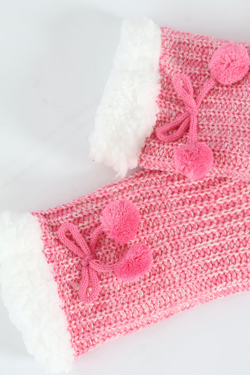 Cable Knit Bed Socks - Pink