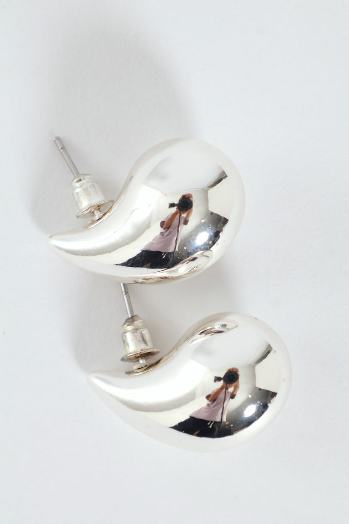 Drop Bubble Stud Earring - Silver