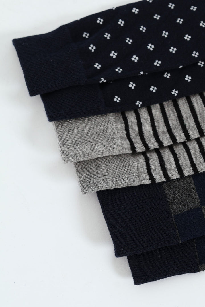 3 Pack Anklet Socks - Grey/Navy/Black