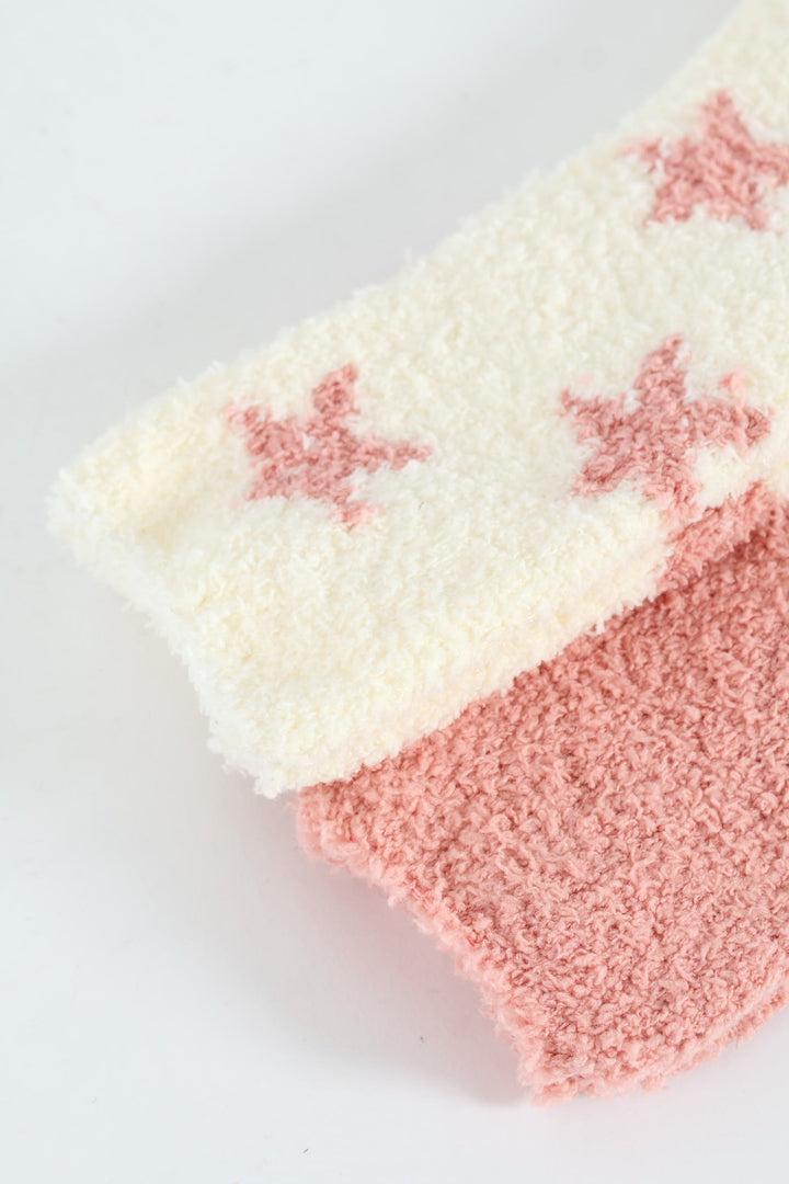 2 Pack Cosy Stars Socks - Pink